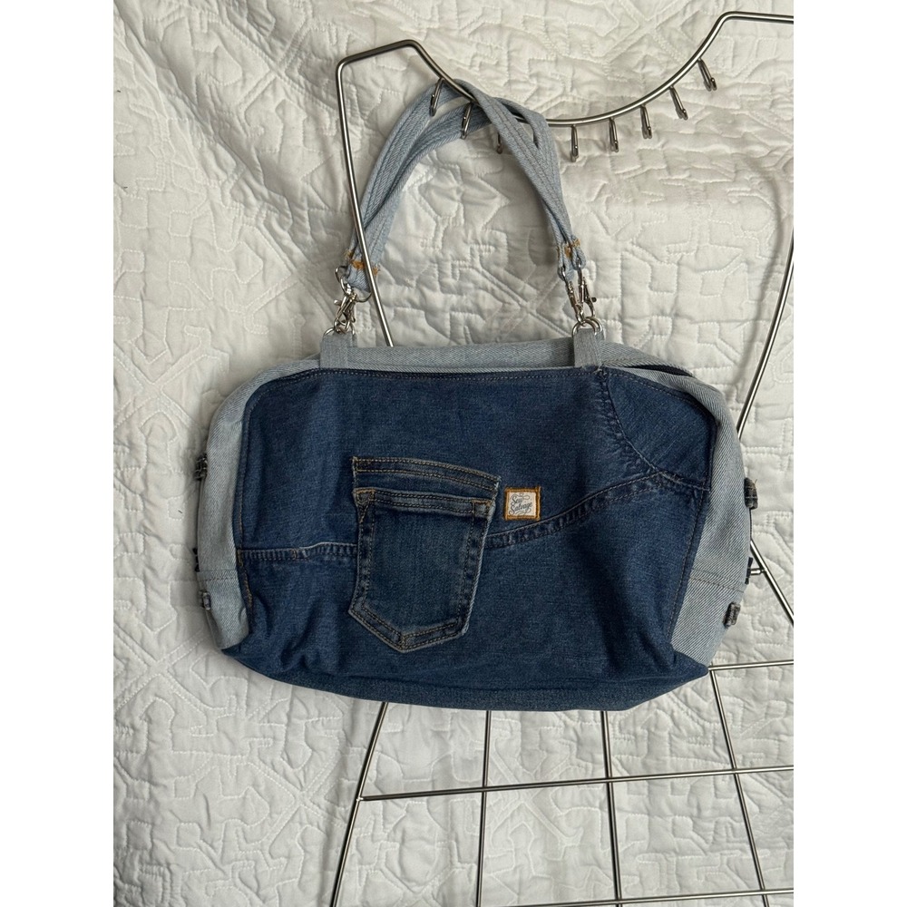 Sew Salvage Upcycled Denim Handbag Blue Patchwork Recycled Jean Tote Bag